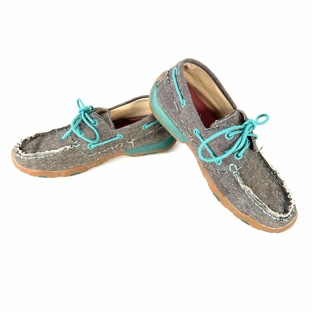 Twisted X Eco TWX WDM0085 Driving Mocs Shoes Gray Teal Women's Size 7 M